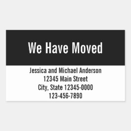 Vi har Flyttat Svarta och vita Flyttan Rektangulärt Klistermärke