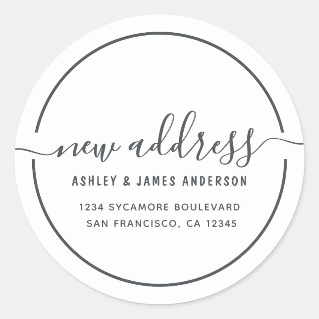 Vi har flyttat Svartvit Ny adress etikett (Framsida)