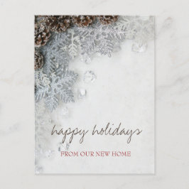 Vi Har Flyttat,Tallkottar,Snöflingor Högtid Meddelande Vykort
