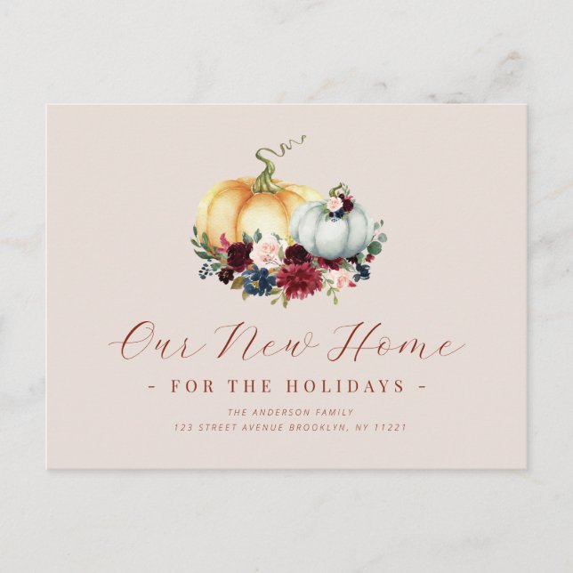 Vi har flyttat thanksgiving flytta-meddelande vykort (Framsida)