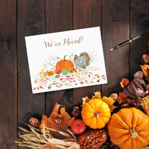 Vi har flyttat thanksgiving vattenfärg meddelande vykort