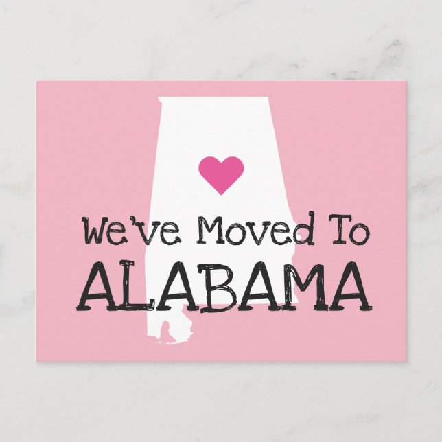 Vi har flyttat till Alabama Rosa Heart Vykort (Framsida)