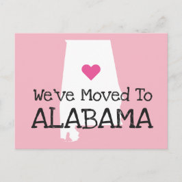 Vi har flyttat till Alabama Rosa hjärta Vykort