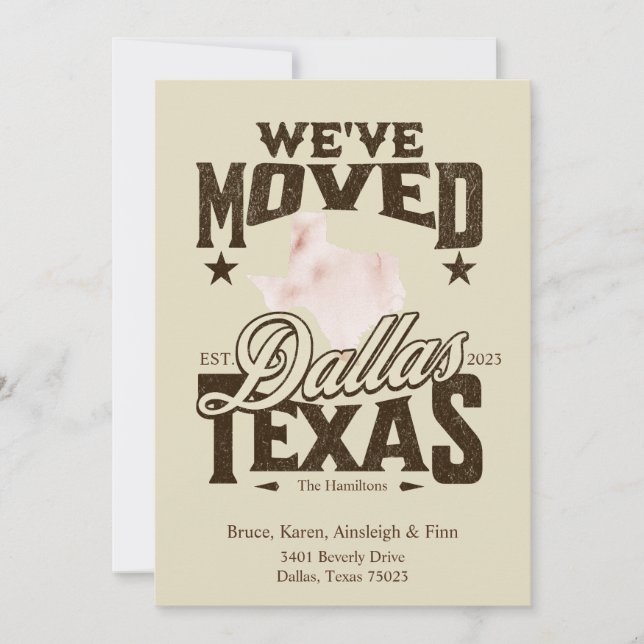 Vi har flyttat till Dallas Texas Announcement Inbjudningar (Framsida)