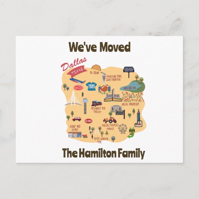 Vi har flyttat till Dallas Texas vykort (Framsida)