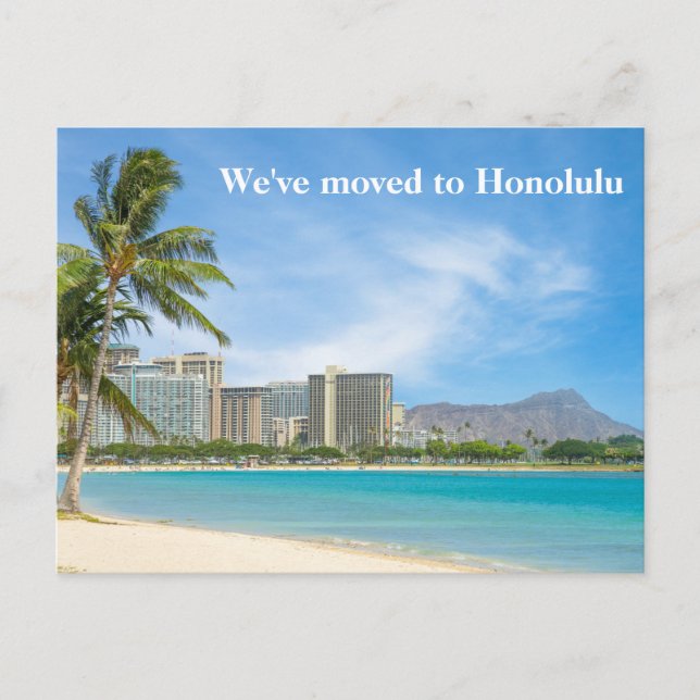 Vi har flyttat till Honolulu Beach Foto Anpassat F Vykort (Framsida)
