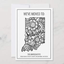Vi har flyttat till Indiana State Blommigt Mandala Meddelande
