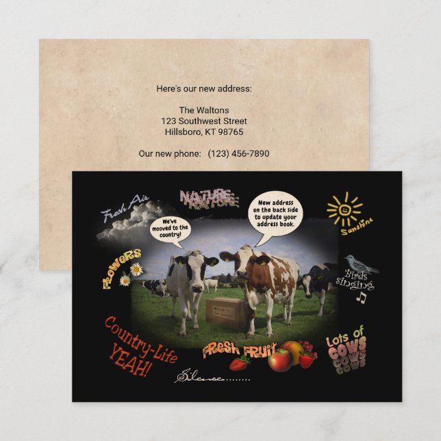 Vi har flyttat till Land (anpassningsbar) Meddelan Inbjudningar (Fram/baksida)