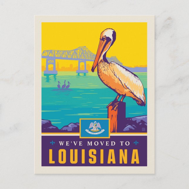 Vi har flyttat till Louisiana Inbjudan Vykort (Framsida)