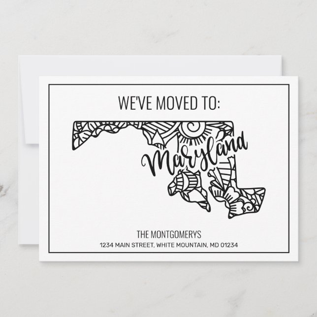 Vi har flyttat till Maryland State Blommigt Mandal Meddelande (Framsida)