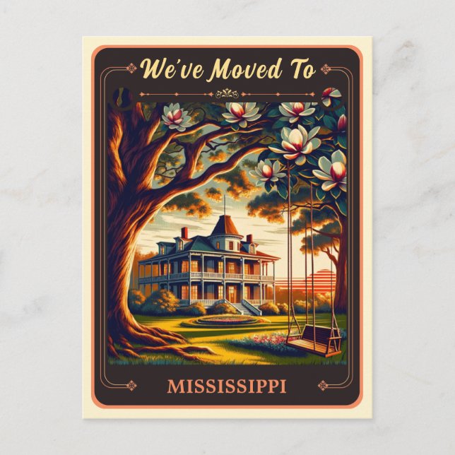 Vi har flyttat till Mississippi | Postkort för Vin Vykort (Framsida)