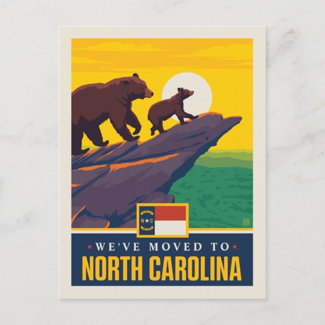 Vi har flyttat till North Carolina Inbjudan Vykort (Framsida)