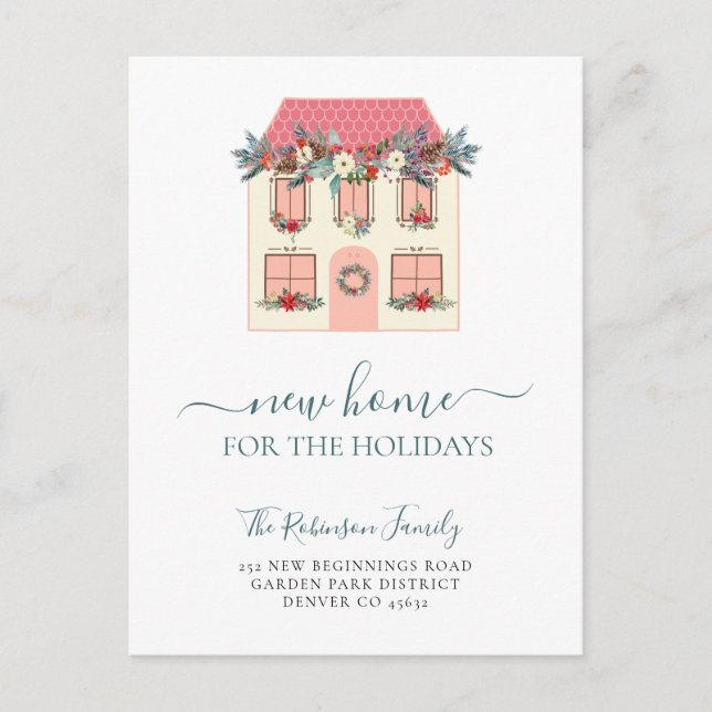 Vi har flyttat till ny hem jul flytt meddelande vykort (Framsida)