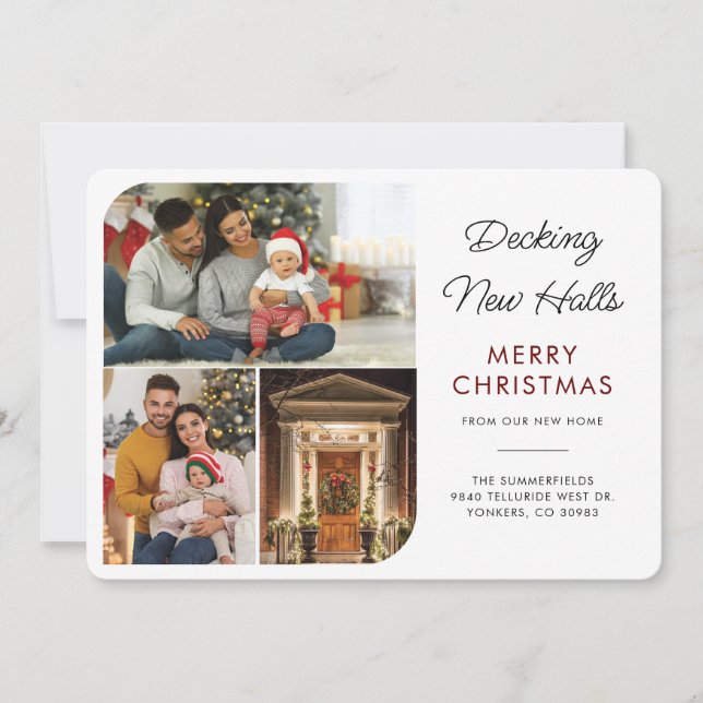 Vi Har Flyttat Till Nytt Hem Jul Familjefoton Meddelande (Framsida)