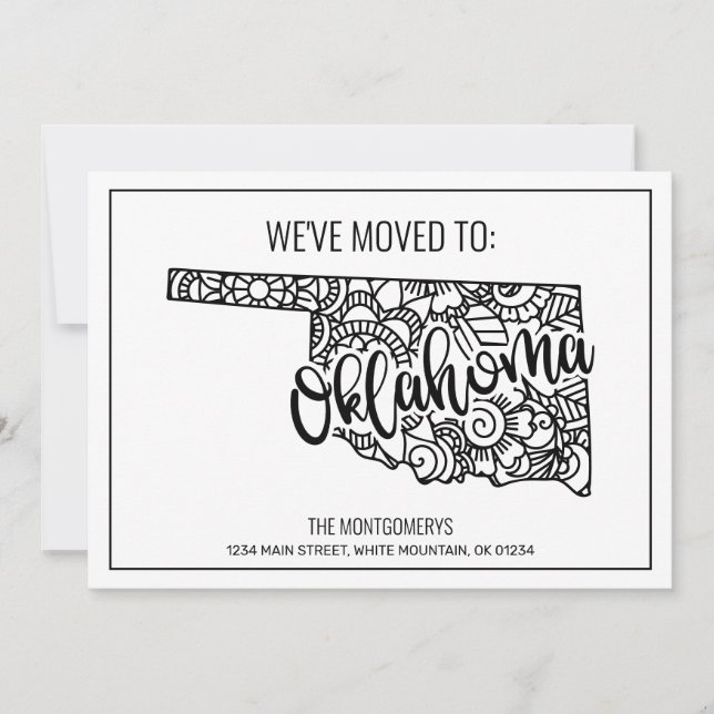 Vi har flyttat till Oklahoma State Blommigt Mandal Meddelande (Framsida)