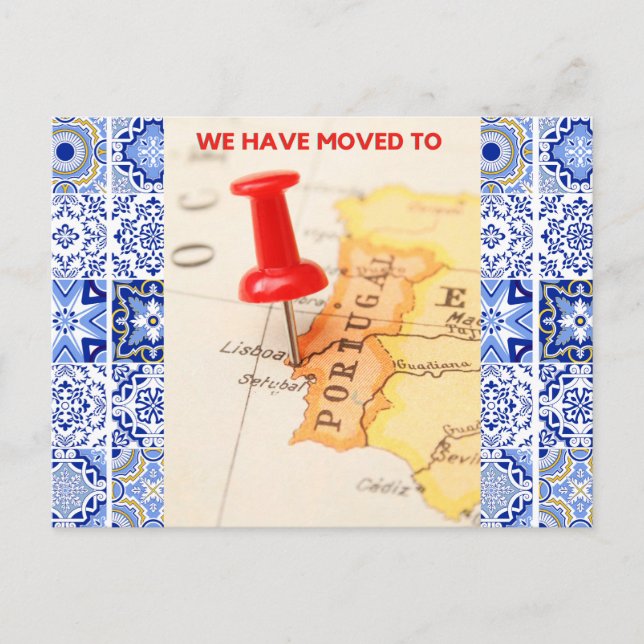 Vi har flyttat till Portugal vykort (Framsida)