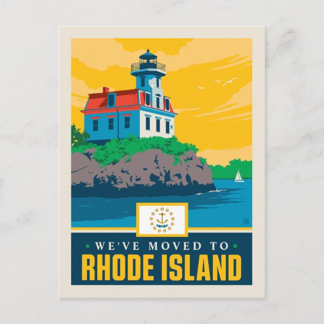 Vi har flyttat till Rhode island Inbjudan Vykort (Framsida)