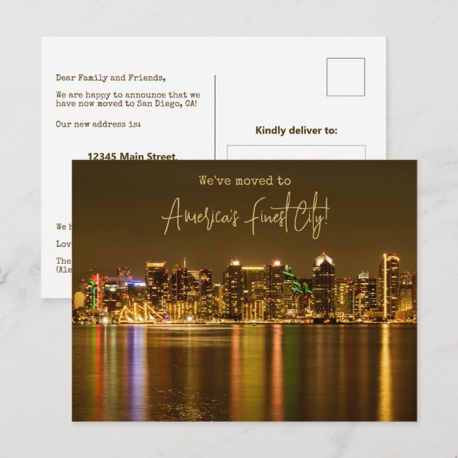 Vi har flyttat till San Diego Flytta Announcement Vykort (Fram/baksida)