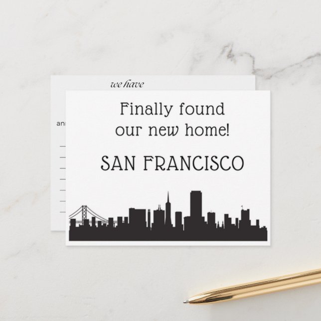 Vi har Flyttat till San Francisco Vykort (Fram/Back In Situ)