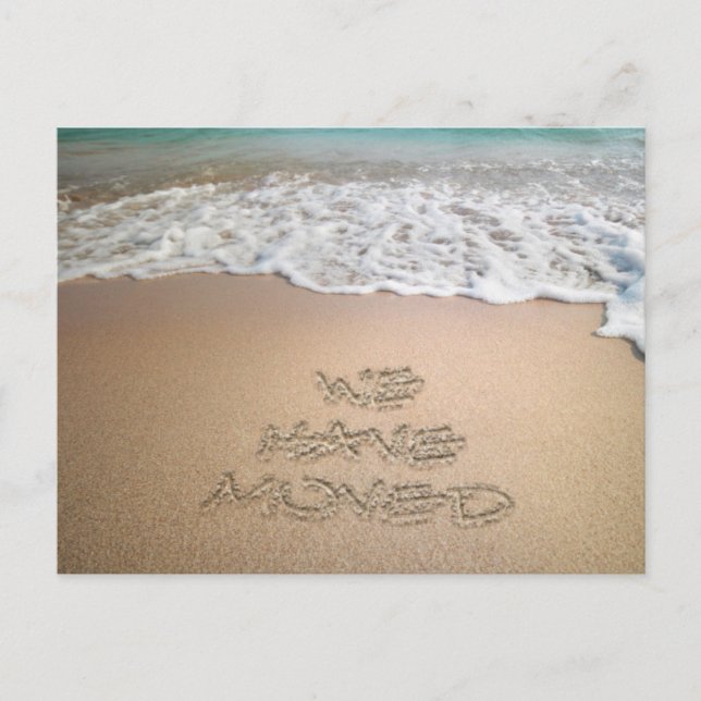 Vi har flyttat till Strand Sand skrivande tillkänn Meddelande Vykort (Framsida)