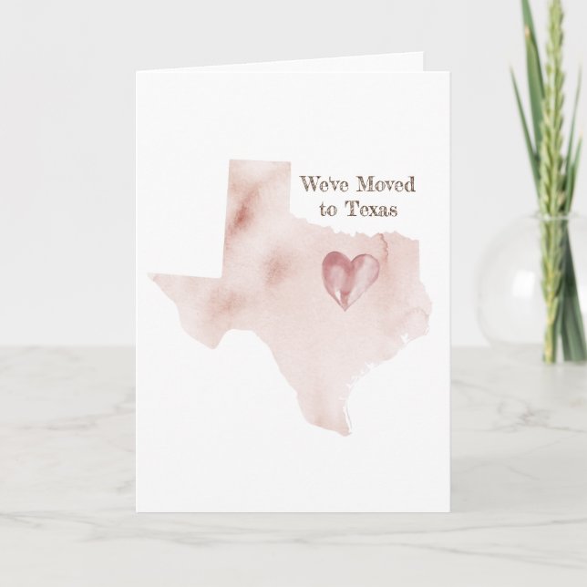 Vi har flyttat till Texas| Flytta till Texas Hälsn Kort (Framsida)