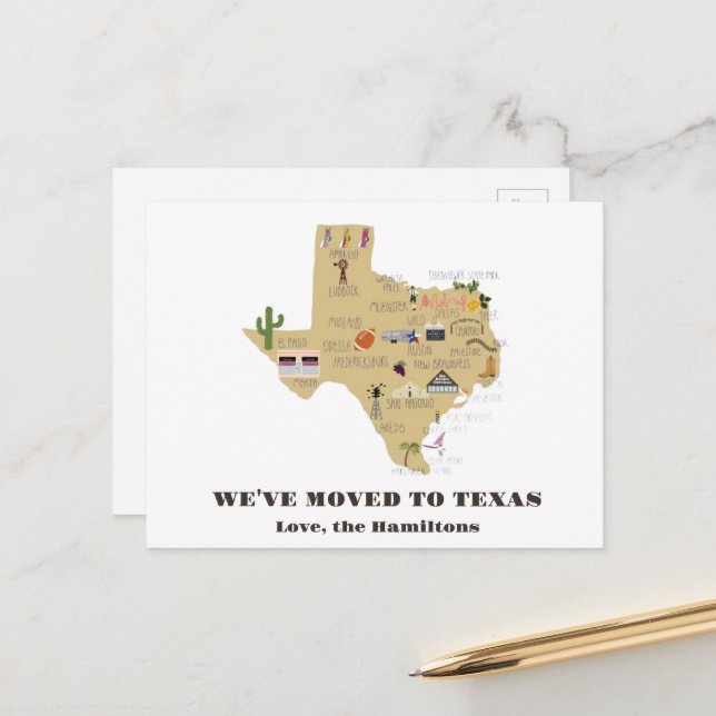 Vi har flyttat till Texas vykort (Fram/Back In Situ)