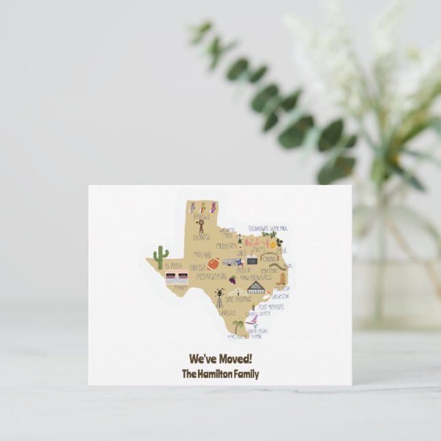Vi har flyttat till Texas vykort (Stående Fram)