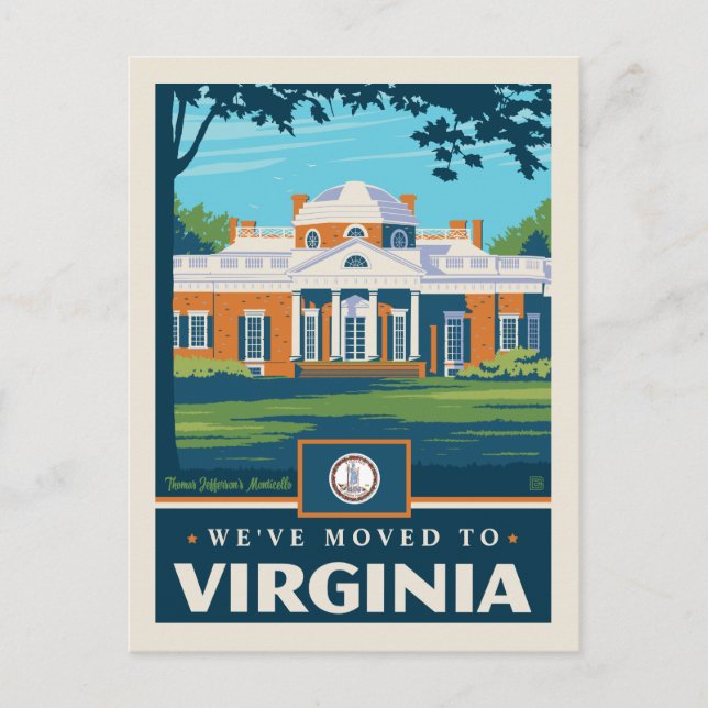 Vi har flyttat till Virginia Inbjudan Vykort (Framsida)
