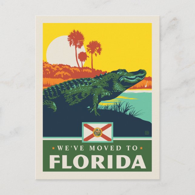 Vi har flyttat to Florida Inbjudan Vykort (Framsida)