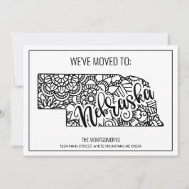 Vi har flyttat to Nebraska State Blommigt Mandala Meddelande