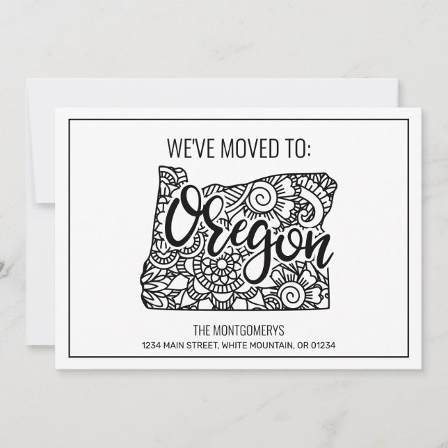 Vi har flyttat to Oregon State Blommigt Mandala Meddelande (Framsida)
