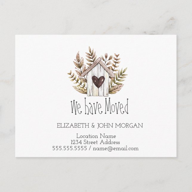 Vi har Flyttat, trähus, Nytt adress Meddelande Vykort (Framsida)