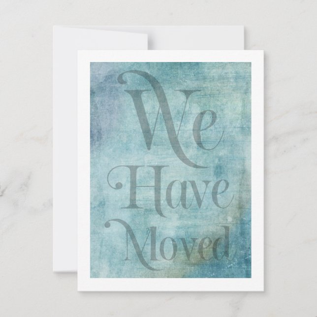 Vi Har Flyttat Typografi Distressed Teal Kort (Framsida)