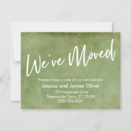 Vi har flyttat Typography Grönt Grunge-meddelande Inbjudningar