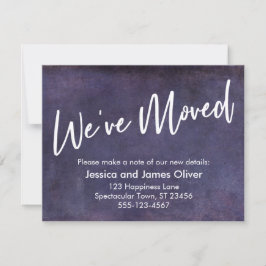 Vi har flyttat Typography Lila Grunge Announcement Inbjudningar