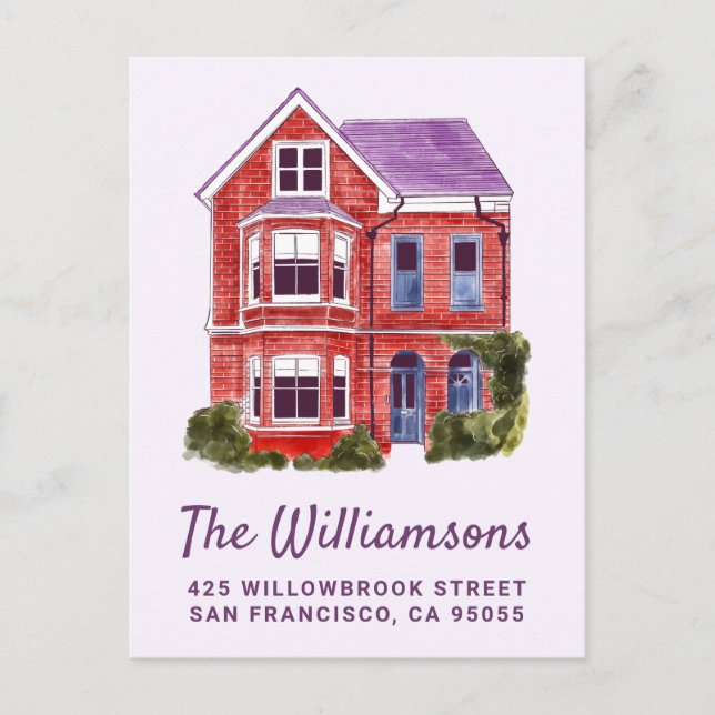 VI HAR FLYTTAT | Vattenfärg Hem Postkort Vykort (Framsida)