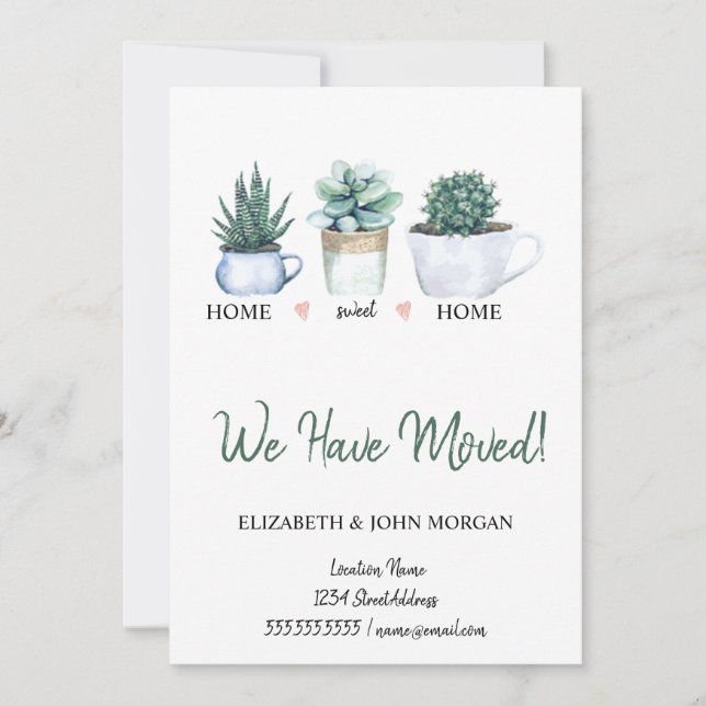 Vi har Flyttat, vattenfärgsblommor Cactus (Framsida)