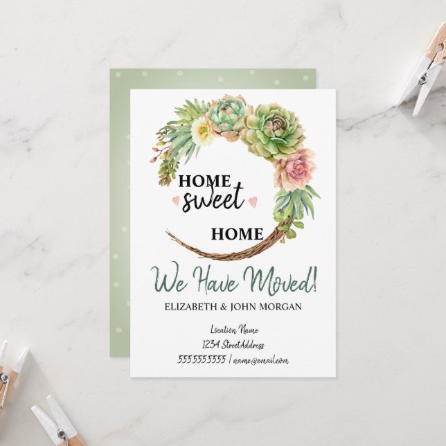 Vi har Flyttat,Vattenfärgsblommor Cactus,Succult (Fram/Back In Situ)