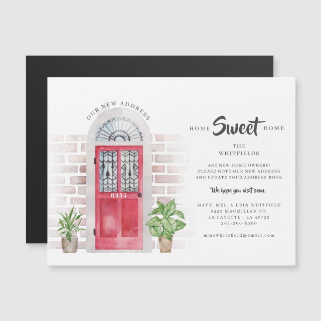 Vi har flyttat Vattenfärgsmeddelande Modern Flytta (Fram/baksida)