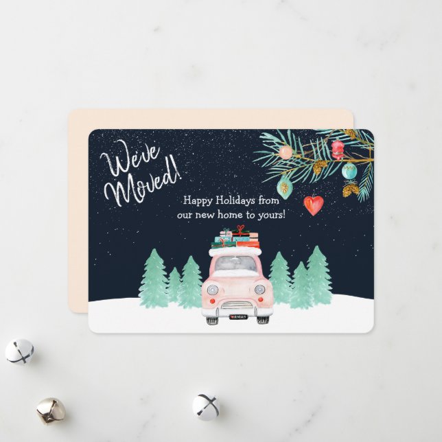 Vi har flyttat Vi är Flytta jul Ny adress Julkort (Fram/Back In Situ)