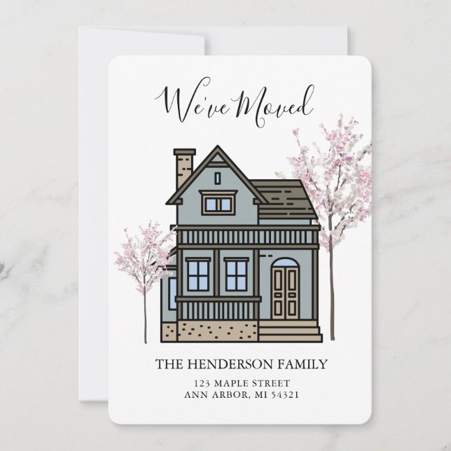 Vi har flyttat Victorian House Flytta Announcement Meddelande (Framsida)
