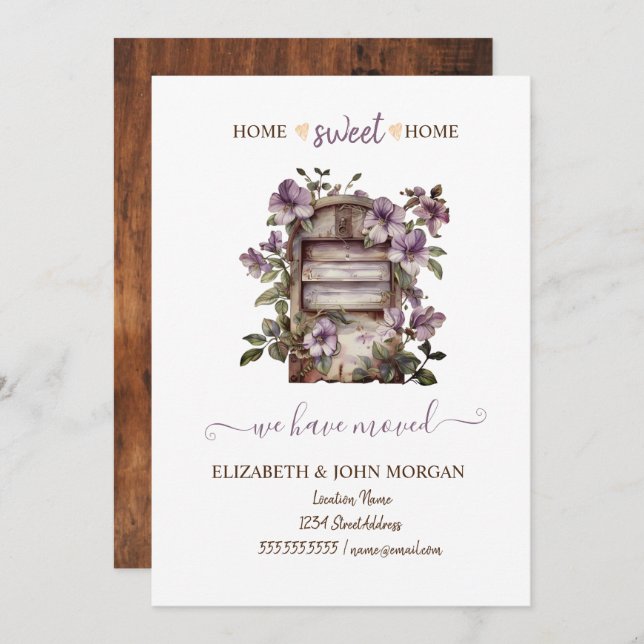 Vi har Flyttat, Vintage-postlådor, trä (Fram/baksida)