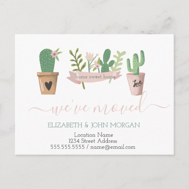 Vi har flyttat,vykort för aktualitetsmeddelande meddelande vykort (Framsida)