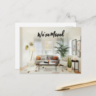 Vi har flyttat-vykort för bostadsrum vykort