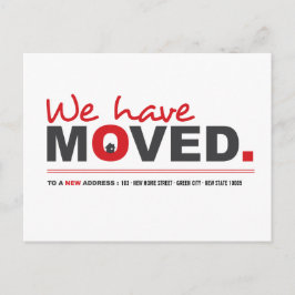 Vi har Flyttat vykort för meddelanden om röd Flytt