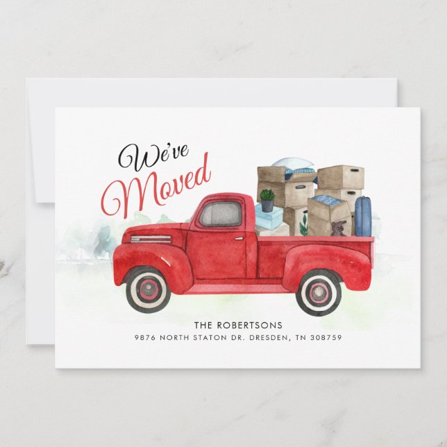 Vi har flyttat Watercolor Flytta Adress Meddelande Inbjudningar (Framsida)