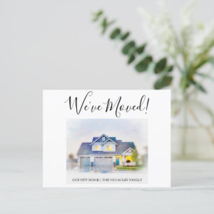 Vi har flyttat Watercolor Flytta Announcement Adre Vykort