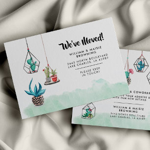 Vi har flyttat Watercolor Plants Flytta annons Anteckningskort