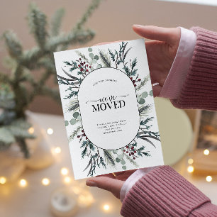 Vi har flyttat Winter Botanical Notification Postc Meddelande Vykort