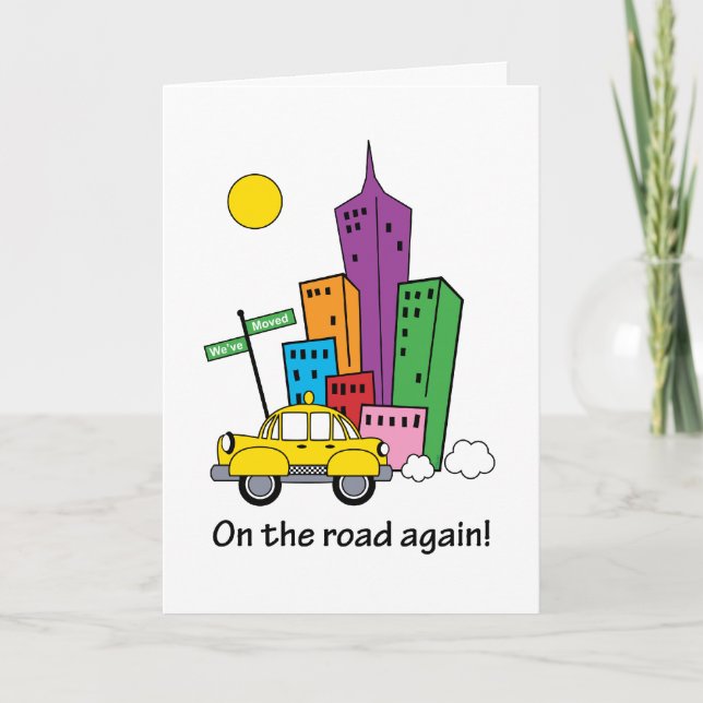 Vi har flyttatCityscapekort - lodrät Meddelande (Framsida)